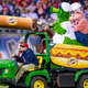 Philly Phanatic launching hot dogs into crowd at ballpark